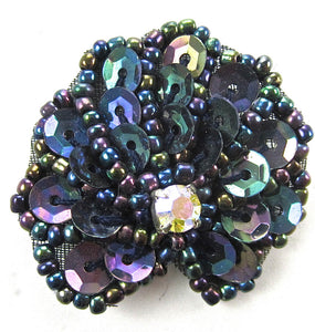 Seashell pair with Moonlight Sequins and Beads 1.25" x 1.25"