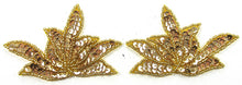 Load image into Gallery viewer, Leaf Pair with Gold Sequins and Beads 2.5&quot; x 4&quot;