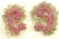 Motif Pair with Pink and Silver Beads 2"