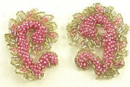 Motif Pair with Pink and Silver Beads 2"