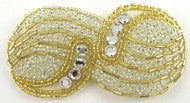 Designer Motif Jeweled Gold Clear Beads Rhinestones