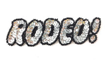 Load image into Gallery viewer, &quot;Rodeo&quot; Word, Silver and Black Sequin Beaded 1.5&quot; x 4.5&quot;