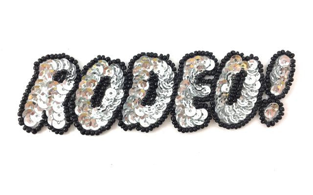 Rodeo Word, Silver and Black Sequin Beaded 1.5