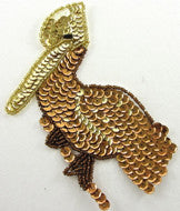 Load image into Gallery viewer, Pelican Gold/Bronze Sequins and Beads 5&quot; x 4&quot;