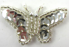 Load image into Gallery viewer, Butterfly Silver Sequins and Beads 1&quot; x 2&quot;