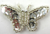 Butterfly Silver Sequins and Beads 1
