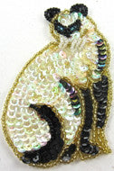 Cat with Iridescent and Black Sequins and Beads 4" x 2.5"