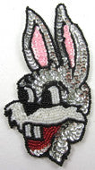 Rabbit with Silver Pink Beads and Sequins 6" x 3"