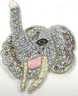 Elephant with Silver Sequins and Gold Beads 5.75" X 4"
