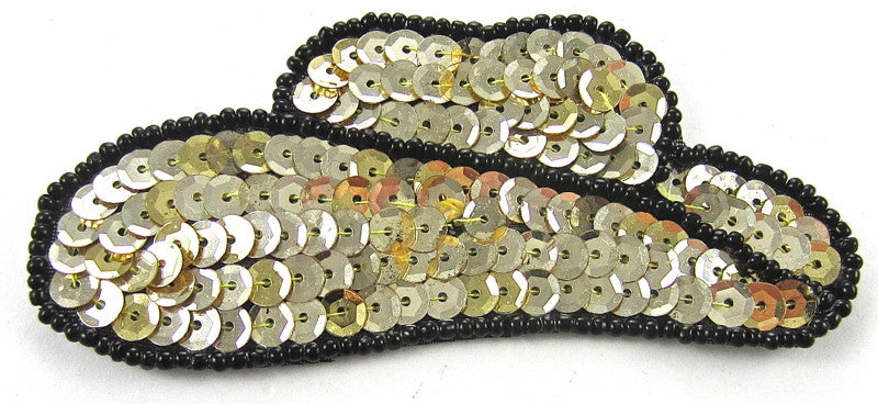 Hat Country Western Cowboy Gold Sequins Black Beads