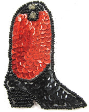 Load image into Gallery viewer, Boot Country Western Cowboy with Orange and Black Sequins 3.5&quot; x 2.5&quot;