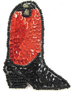 Boot Country Western Cowboy with Orange and Black Sequins 3.5" x 2.5"