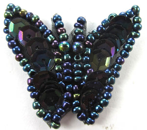 Butterfly with Moonlight Sequins and Beads 1" x 1.25"
