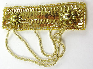 Epaulet with Gold Beads and Sequins 3" x 3.25"
