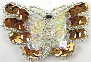 Butterfly Bronze and Iridescent Sequins and Beads 1.75" x 2.25"