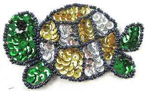 Turtle Green/Gold/Silver Sequins 2" x 3.25