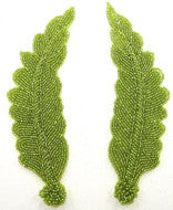 Leaf Pair with Lime Beads 7" x 2"