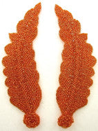 Leaf Pair Orange Beads 7" x 2"