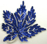Leaf Blue Sequins with Silver Trim 8" x 8"