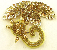 Load image into Gallery viewer, Epaulet with Gold Beads and Sequins 2.5&quot; x 2&quot;