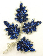 Flower Dark Royal Blue with Silver Beads