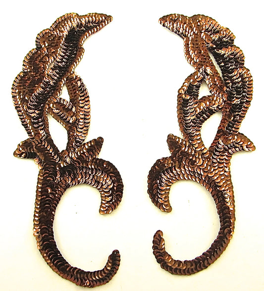 Designer Motif Pair with Bronze Sequins 8.5" x 4"