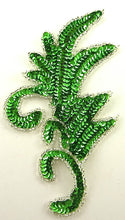 Load image into Gallery viewer, Designer Motif Leaf with Lime Green Sequins Silver Beads 7&quot; x 4&quot;