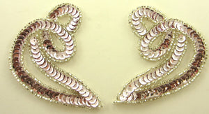 Designer Motif Twist with Lite Pink Sequins silver Beads 3.5" x 3"