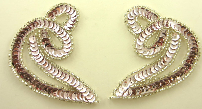 Designer Motif Twist with Lite Pink Sequins silver Beads 3.5