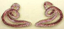 Load image into Gallery viewer, Designer Motif Twist Pair Pink Sequins and Silver Beads 3.5&quot; x 3&quot;