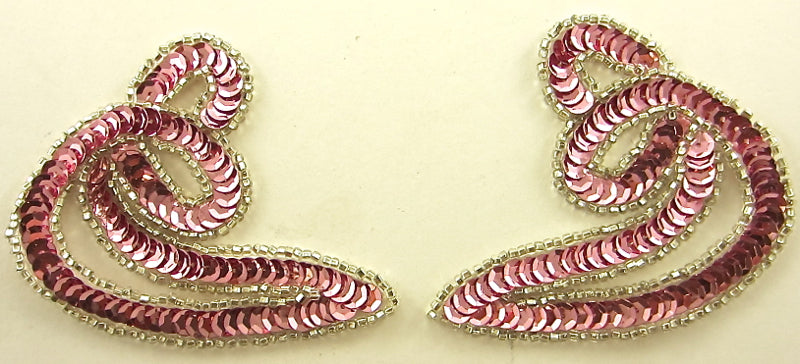 Designer Motif Twist Pair Pink Sequins and Silver Beads 3.5