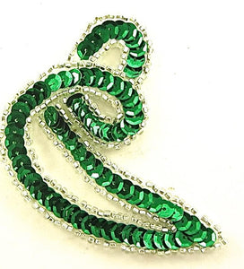 Designer Motif Twist with Green Sequins Silver Beads 3.5" x 3"