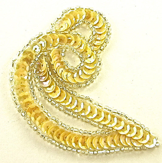 Designer Motif Twist with Lite Peach Sequins and Silver Beads 3.5” x 3”