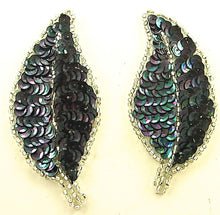 Load image into Gallery viewer, Leaf Pair with Moonlite Sequins and Beads 3.5&quot; x 2&quot;