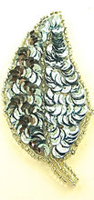 Load image into Gallery viewer, Leaf with Ice Blue Sequins Silver Beads 3&quot; x 2.5&quot;