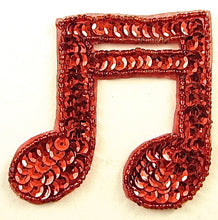 Load image into Gallery viewer, Double Note with Red Sequins and Beads 3&quot; x 3&quot;
