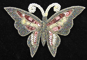 Butterfly with Multi-Colored Sequins and Moonlight Beads 3.5" x 5.5"
