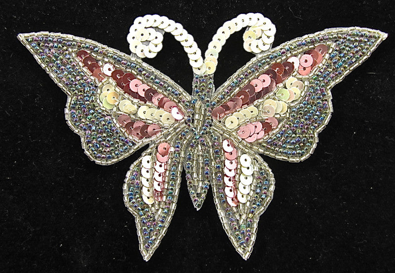 Butterfly with Multi-Colored Sequins and Moonlight Beads 3.5