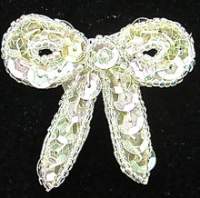 Load image into Gallery viewer, Bow with Iridescent Sequins and Beads 1.5&quot; x 2&quot;