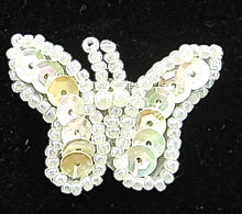 Load image into Gallery viewer, Butterfly White Sequins and Beads 1&quot; x 1.5&quot;