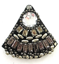 Load image into Gallery viewer, Designer Motif Black with Silver Beads and Rhinestones 2.5&quot; x 2.5&quot;