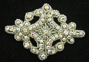 Designer Motif with High Quality AB Rhinestones and Beads 4" x 3"