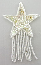 Load image into Gallery viewer, Star with Iridescent Sequins and White Fringe 3.75&quot; x 2.25&quot;