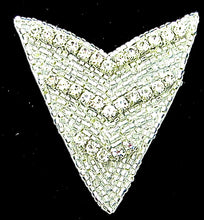 Load image into Gallery viewer, Designer Motif Triangle with Rhinestones and Silver Beads 3&quot; x 2.5&quot;