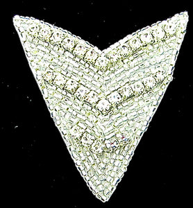 Designer Motif Triangle with Rhinestones and Silver Beads 3" x 2.5"