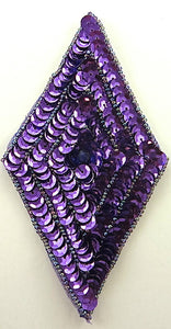 Choice of color Designer Motif Diamond Shaped Applique with Sequins and Beads 5" x 3"