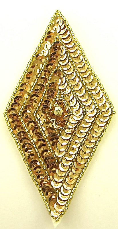Choice of color Designer Motif Diamond Shaped Applique with Sequins and Beads 5" x 3"