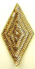 Load image into Gallery viewer, Choice of color Designer Motif Diamond Shaped Applique with Sequins and Beads 5&quot; x 3&quot;
