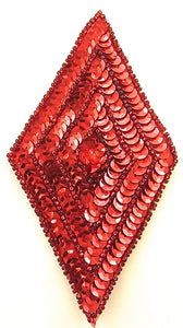 Choice of color Designer Motif Diamond Shaped Applique with Sequins and Beads 5" x 3"