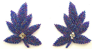 Leaf Pair with Moonlite Beads 3.5" x 3"
